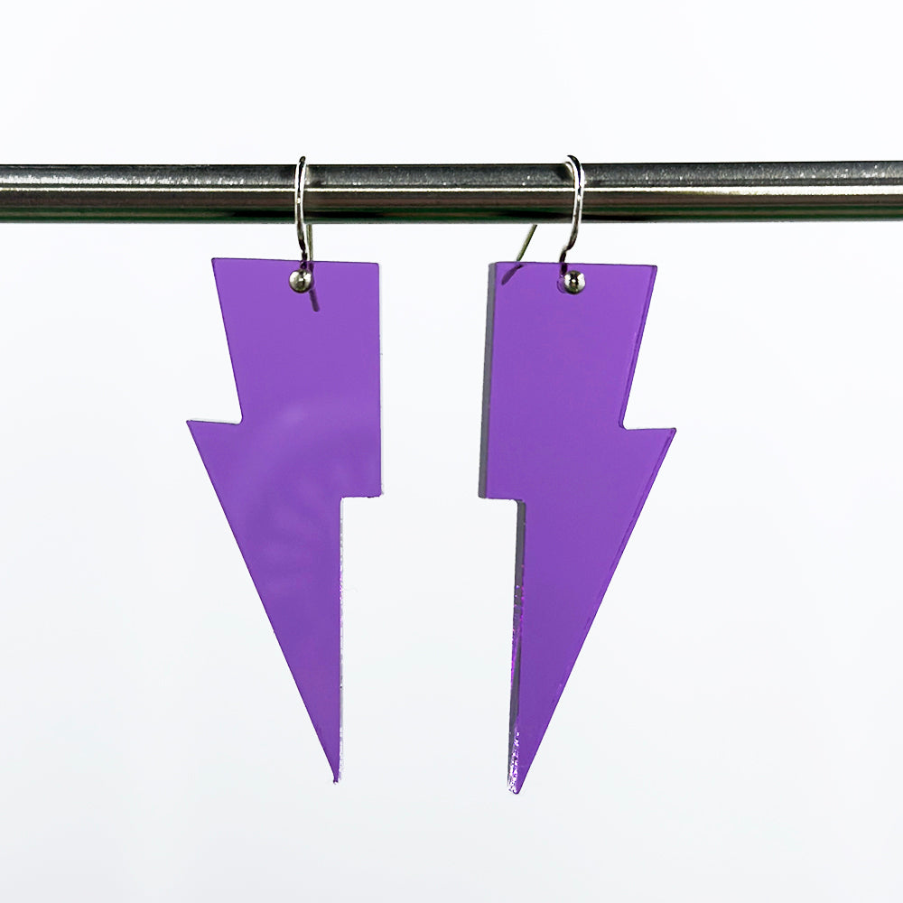 Hanging Lightning Bolt Earrings - Transparent Colors