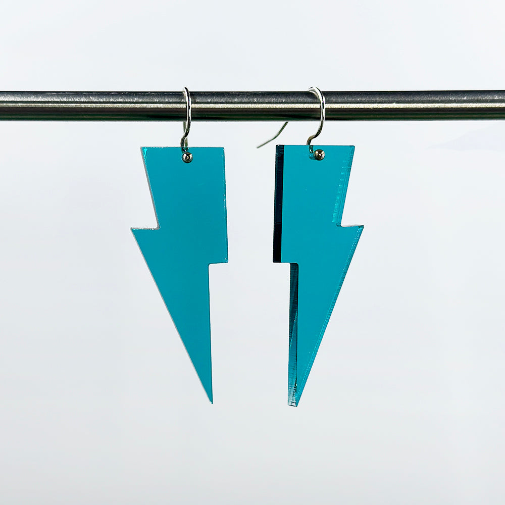 Hanging Lightning Bolt Earrings - Transparent Colors