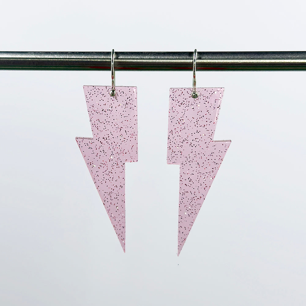 Hanging Lightning Bolt Earrings - Transparent Colors