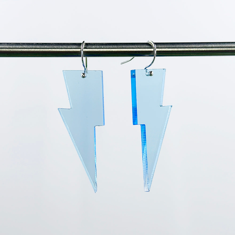 Hanging Lightning Bolt Earrings - Transparent Colors