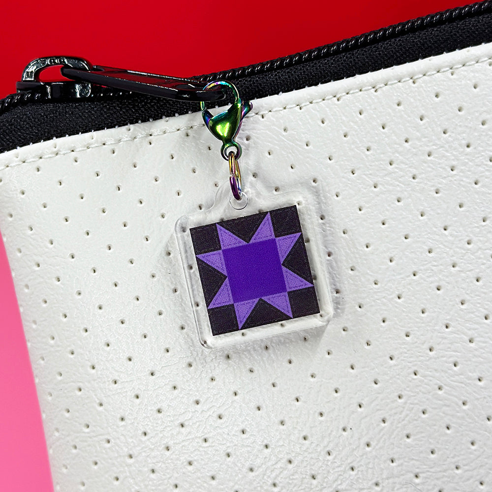 Quilty Zipper Charm - Purple