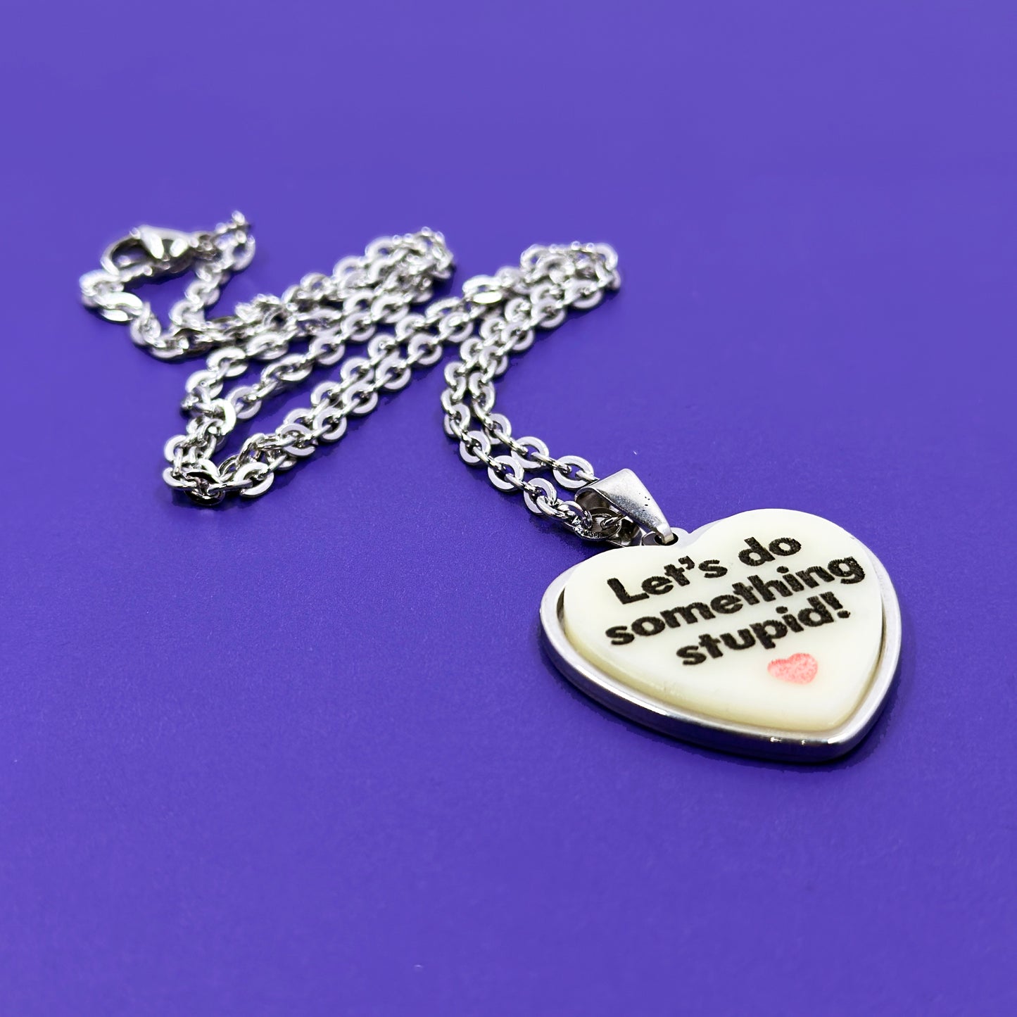 Let's Do Something Stupid - Ivory - Acrylic and Metal Necklace