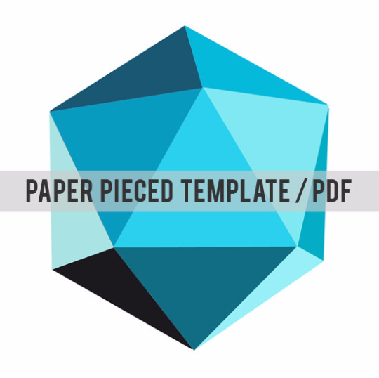 Spinning Icosahedron SINGLE Quilt Block - 8" and 18" Version - Paper Pieced PATTERN - PDF