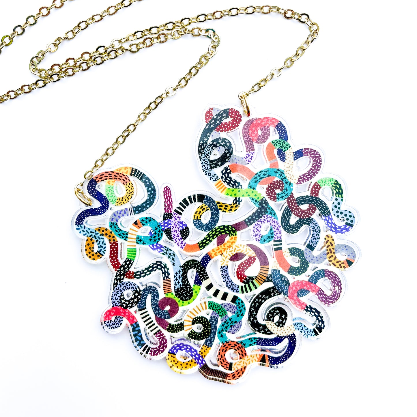 Acrylic Squiggle Necklace Pendant - “Moody”