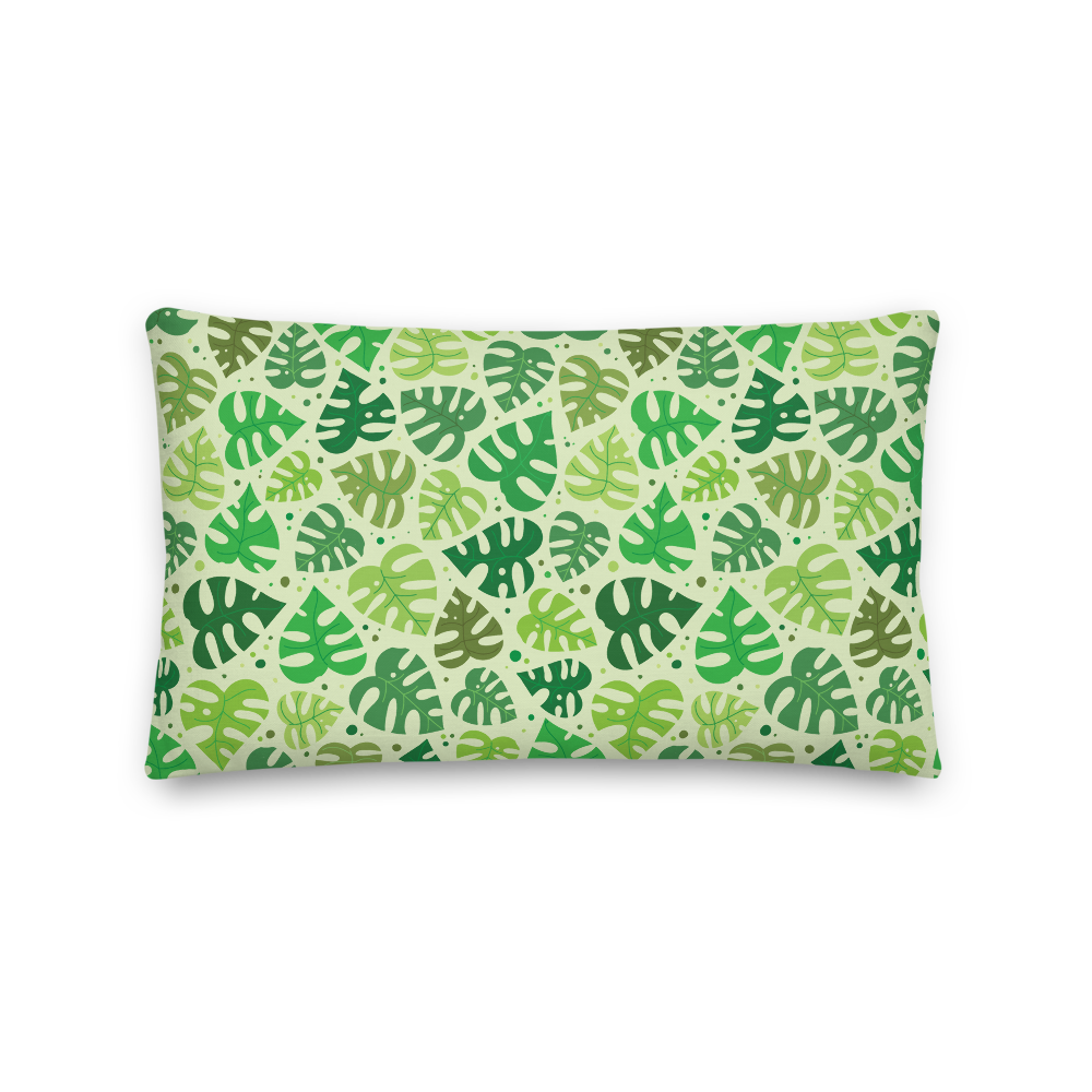 Monstera Doodles Pillow in Greens