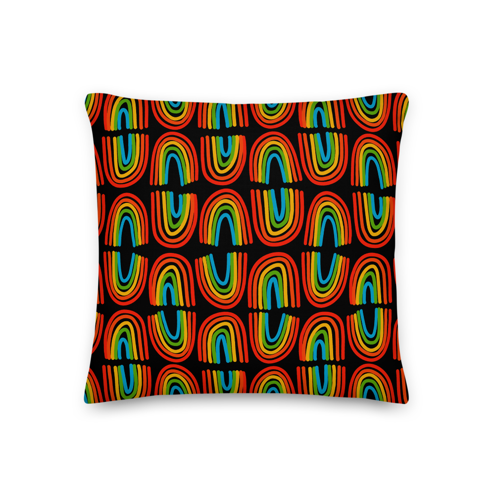Rainbows in a Row Pillow - Black