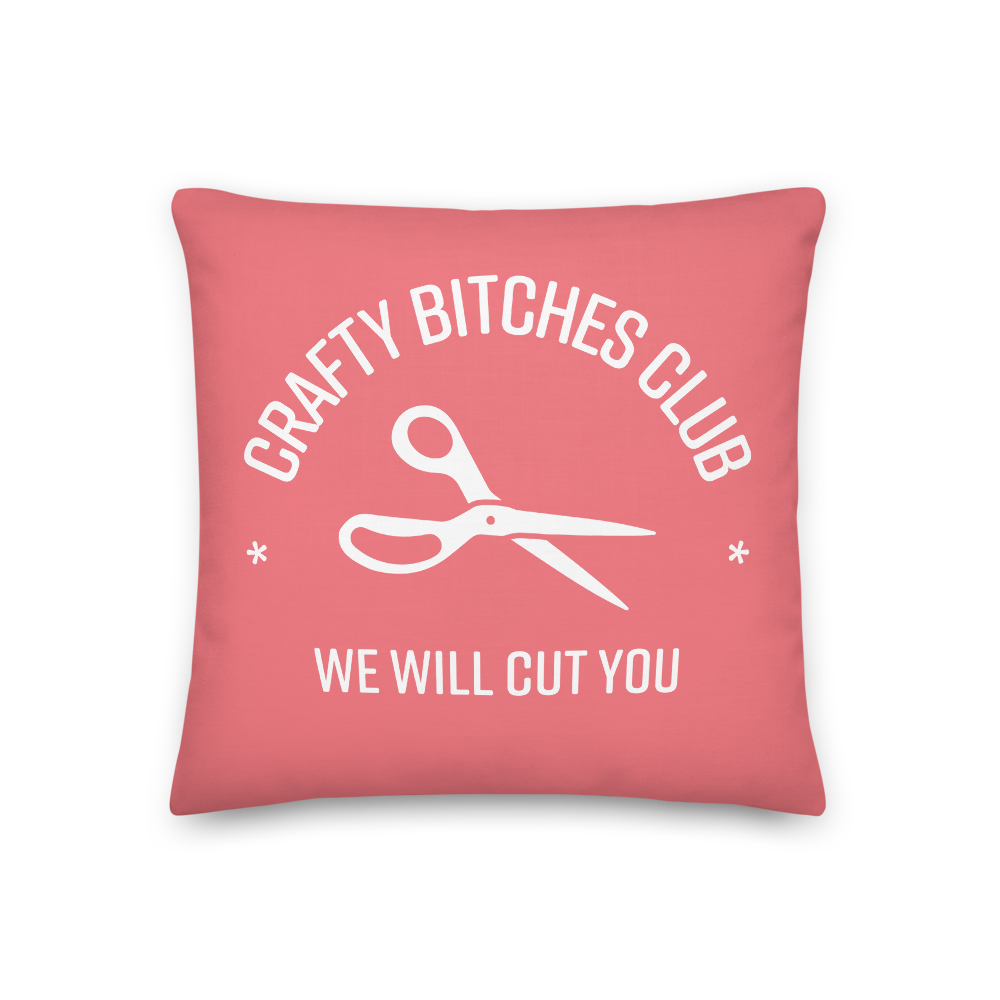 Crafty Bitches Club Pillow in Pink