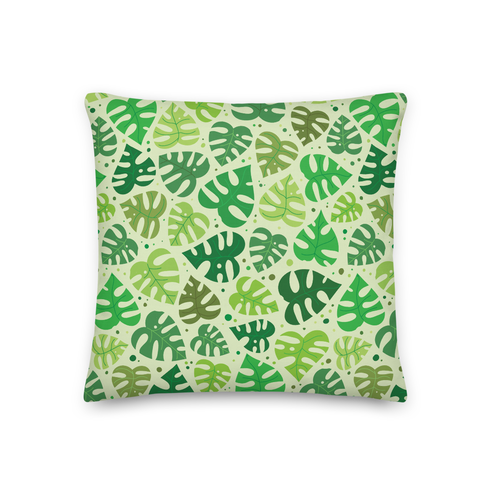 Monstera Doodles Pillow in Greens