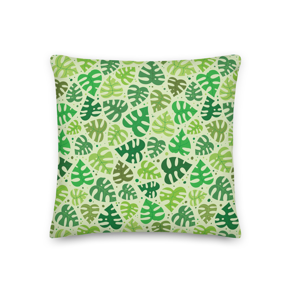 Monstera Doodles Pillow in Greens