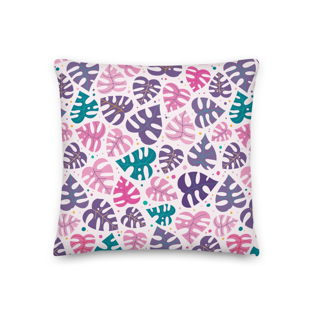 Monstera Doodles Pillow in Jewel Tones
