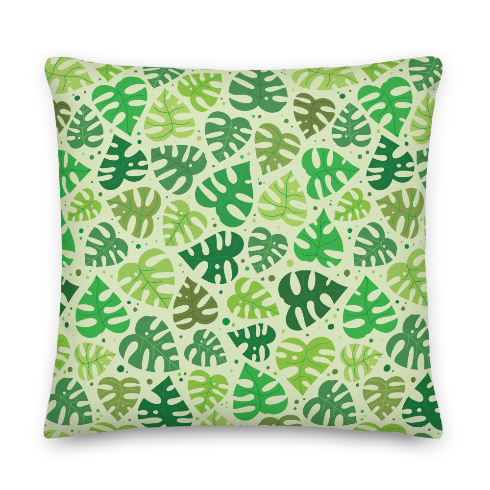 Monstera Doodles Pillow in Greens
