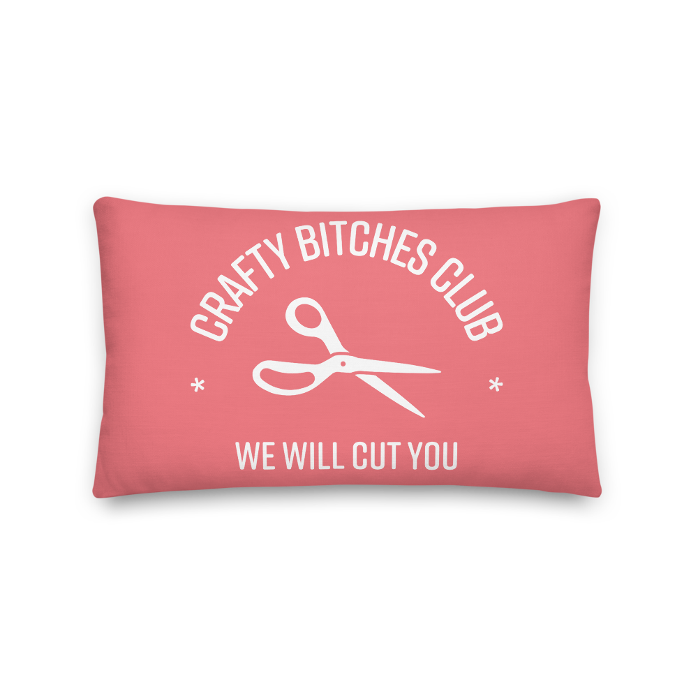 Crafty Bitches Club Pillow in Pink