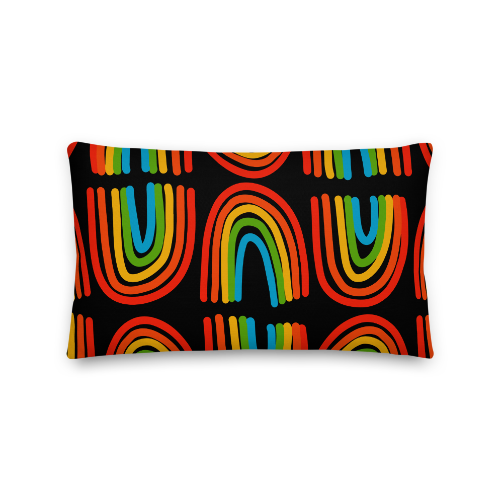 Rainbows in a Row Pillow - Black