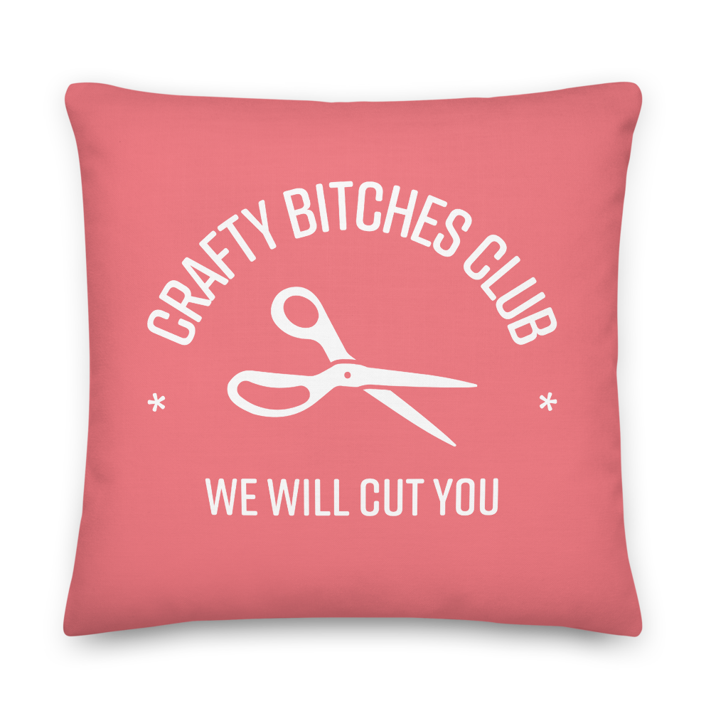 Crafty Bitches Club Pillow in Pink
