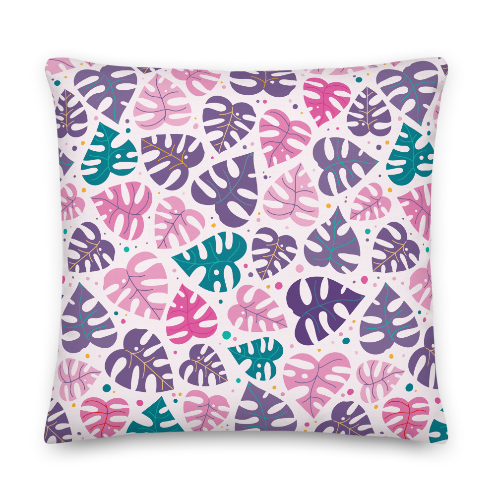 Monstera Doodles Pillow in Jewel Tones