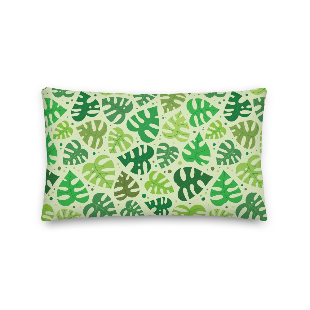 Monstera Doodles Pillow in Greens
