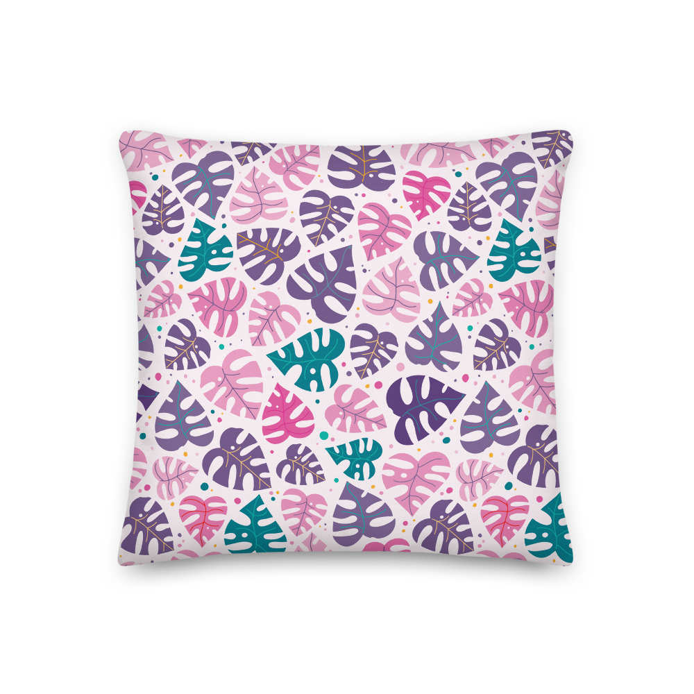 Monstera Doodles Pillow in Jewel Tones
