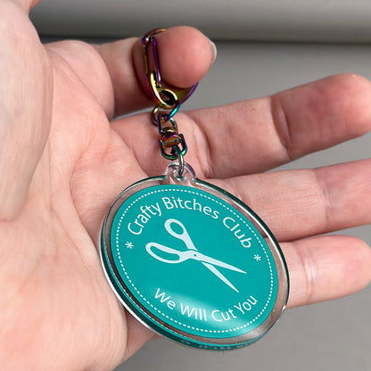 Crafty Bitches Club Keychain in Glittery Teal