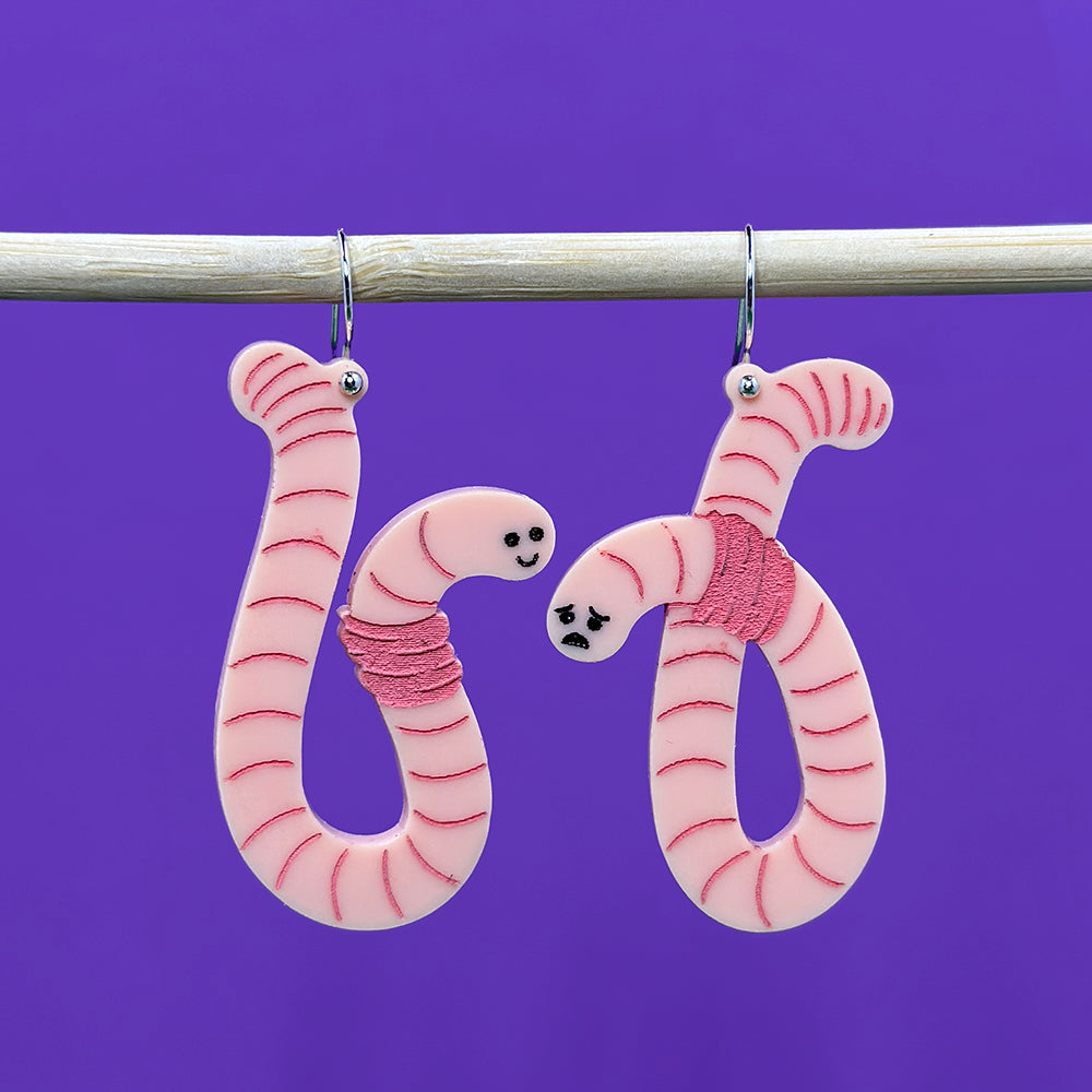 Worms on Hooks Hanging Earrings