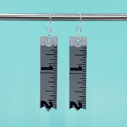 Measuring Tape Earrings - Grey