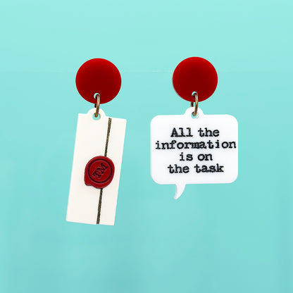 Task Envelope Hanging Post Earrings