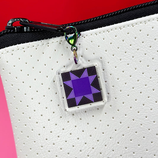 Quilty Zipper Charm - Purple