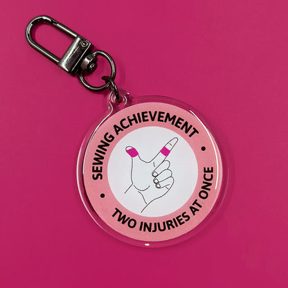 Sewing Achievement Keychain - Two Injuries At Once