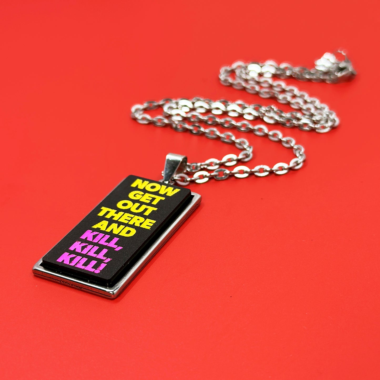 Now Get Out There! - Acrylic and Metal Necklace