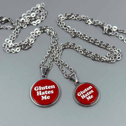 Gluten Hates Me - Acrylic and Metal Necklace