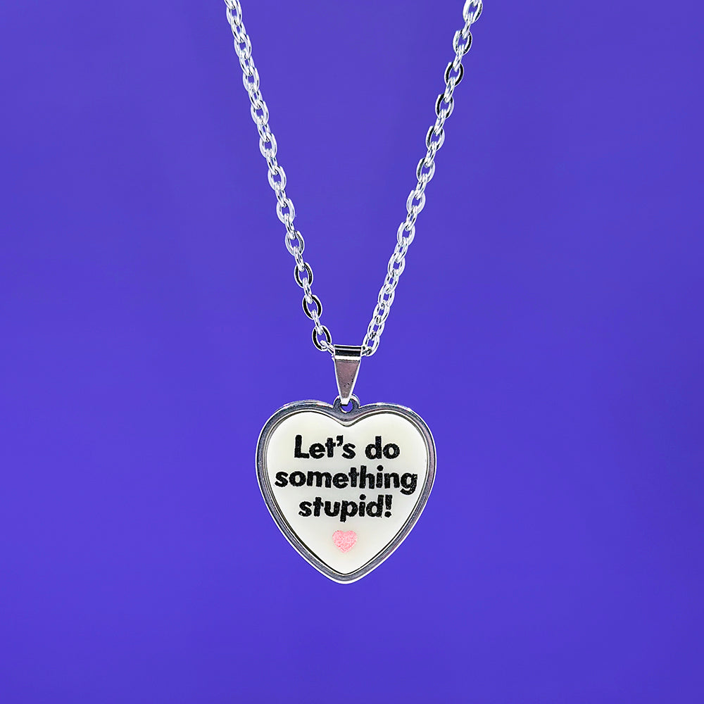 Let's Do Something Stupid - Ivory - Acrylic and Metal Necklace