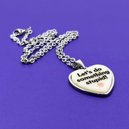 Let's Do Something Stupid - Ivory - Acrylic and Metal Necklace