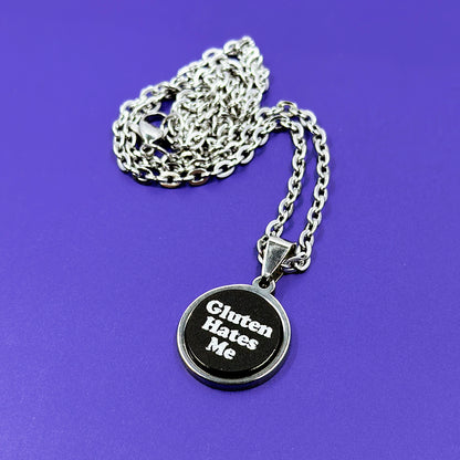 Gluten Hates Me - Acrylic and Metal Necklace