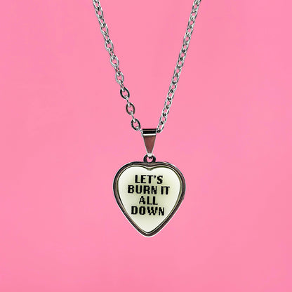 Let's Burn It All Down - Ivory - Acrylic and Metal Necklace