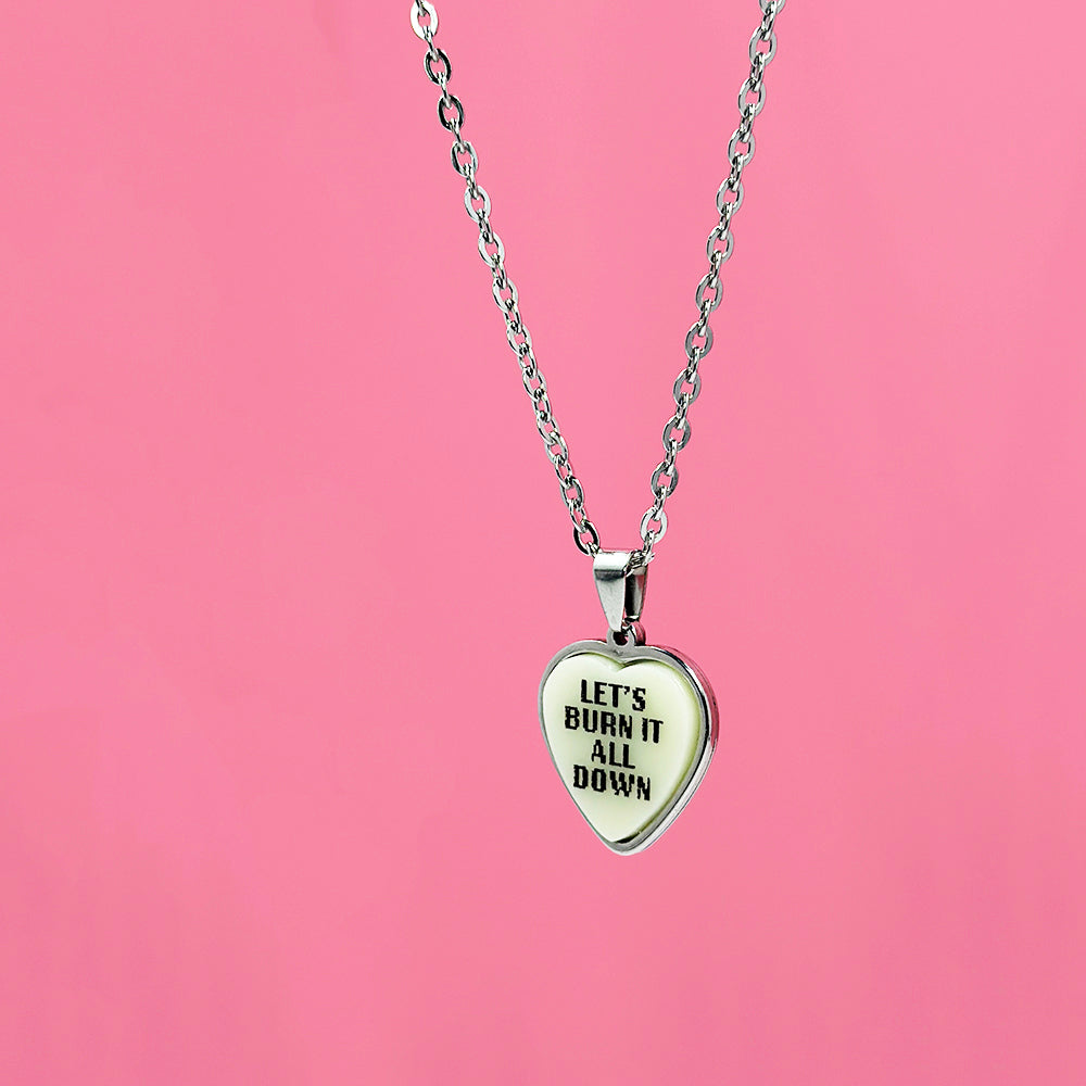 Let's Burn It All Down - Ivory - Acrylic and Metal Necklace