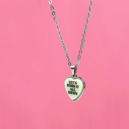 Let's Burn It All Down - Ivory - Acrylic and Metal Necklace