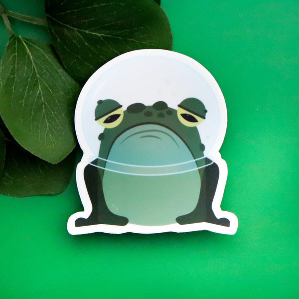 Sad Frog in Space Vinyl Sticker