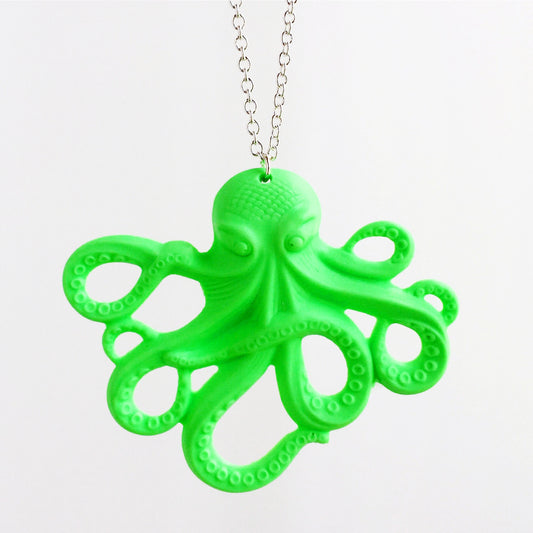 Octopus Necklace - UV Sensitive Neon Green