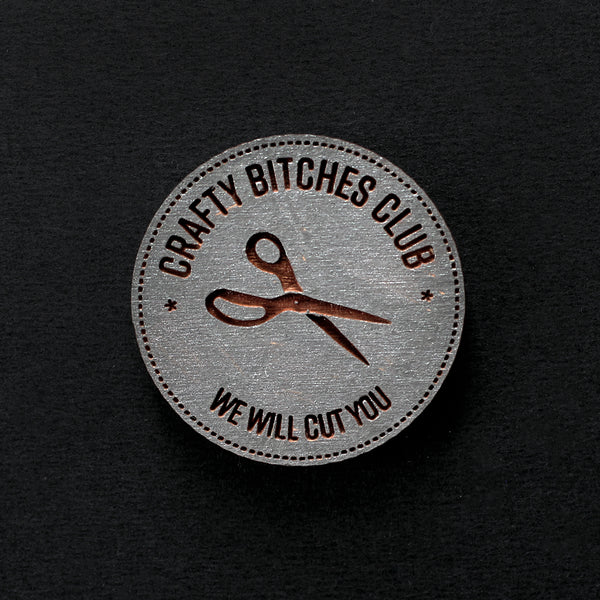 Painted Gunmetal Crafty Bitches Club - Needle Minder or Pin