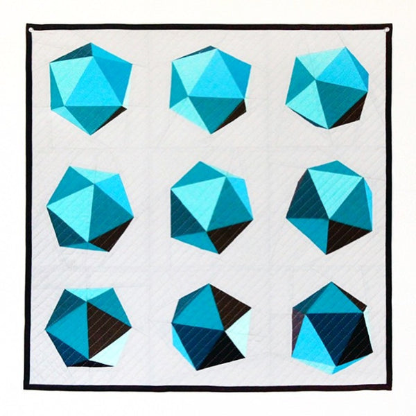 Spinning Icosahedron Quilt - 8" Blocks / 24" Finished - Paper Pieced PATTERN - PDF