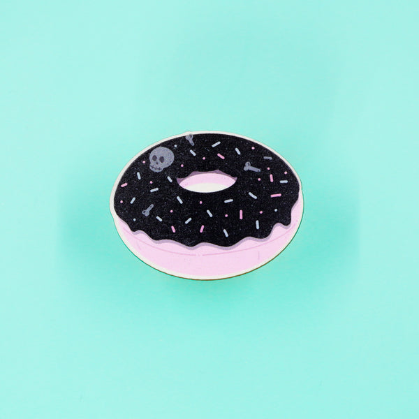 Goth Donut Wooden Pin