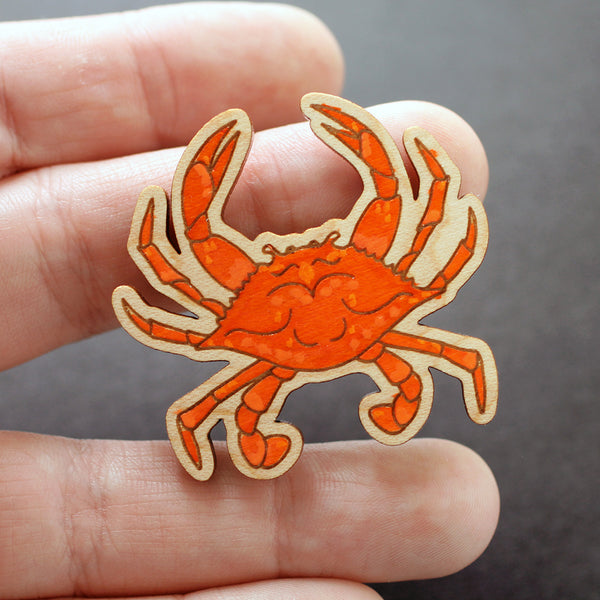 Painted Crab Brooch #002