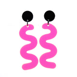 Wiggle Earrings - Neon Pink & Black