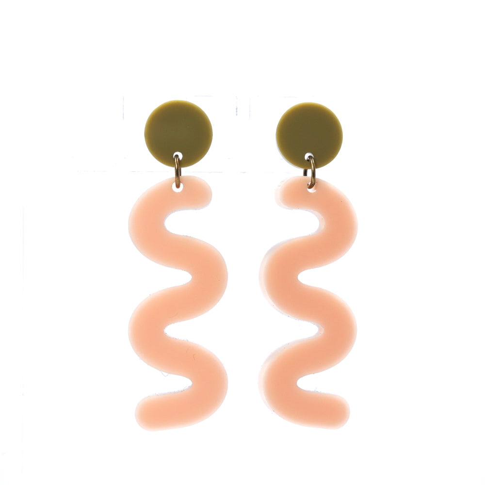 Wiggle Earrings - Tan & Peach