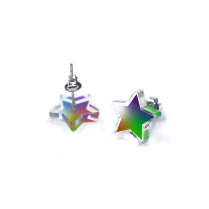 Teeny Tiny Star Stud Earrings in Rainbow