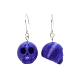 3D Printed Skully Hanging Earrings in Deep Purple