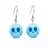 3D Printed Skully Hanging Earrings in Baby Blue