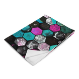 Dark Marbled Hexies Plush Throw Blanket