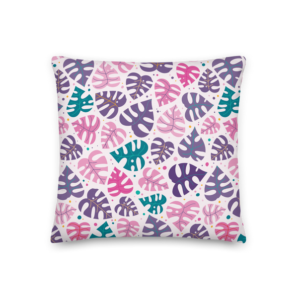 Monstera Doodles Pillow in Jewel Tones